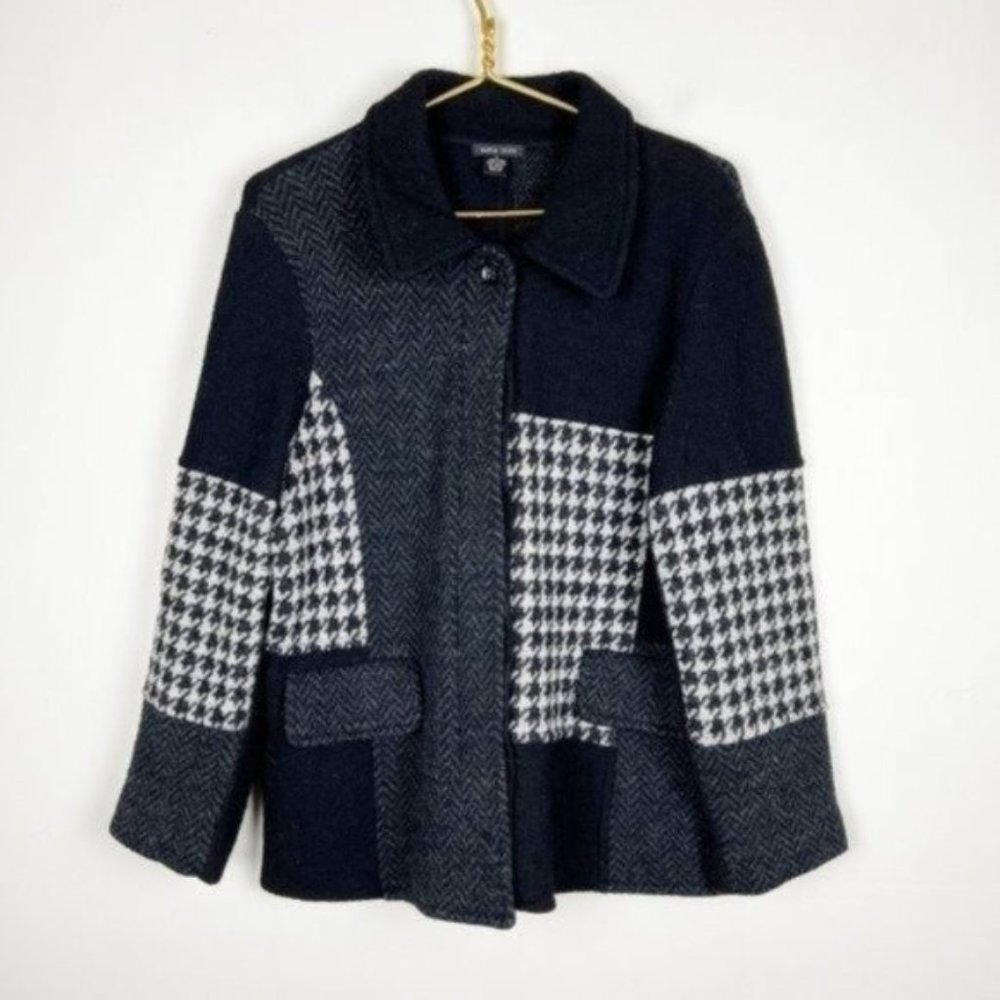 Katie Todd Mixed Print Patchwork Button Front Woo… - image 1